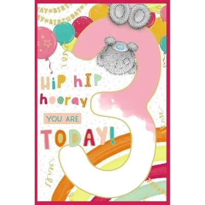 Image of Me To You Tatty Teddy Age 3 Birthday Card, Hip Hooray! Official Collection