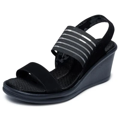 Image of Skechers Women&#039;s Rumblers SCI FI Sling Back Sandals, Black Mitobuck/Gore/Trim, 8 UK