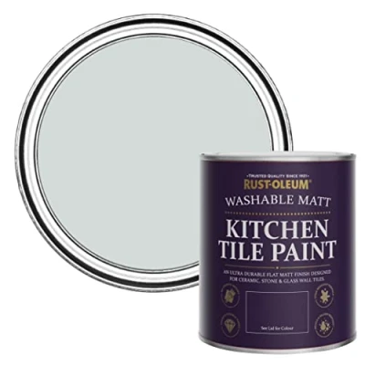 Image of Rust Oleum Grey water resistant Kitchen Tile Paint in Matt Finish Dove 750ml