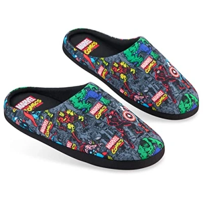 Image of Marvel Mens Slippers Avengers Captain America Spiderman Iron Man Comic Novelty (6 UK, Multicolor)