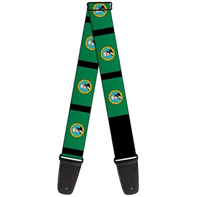 Image of Buckle Down GS W32325 &quot;Washington Flags/Black&quot; Guitar Strap