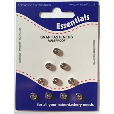 Image of Whitecroft Essentials Snap Fasteners Nickel/Silver Colour 5mm (10 Snaps)