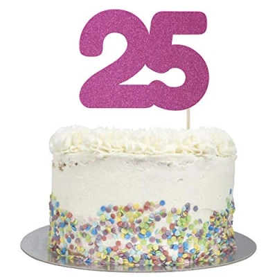 Image of Large Number 25 Glitter Cake Topper (Hot Pink Glitter)