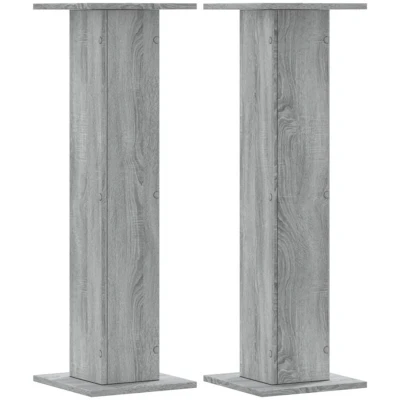 Image of vidaXL Plant Stands 2 pcs Grey Sonoma 30x30x95 cm Engineered Wood