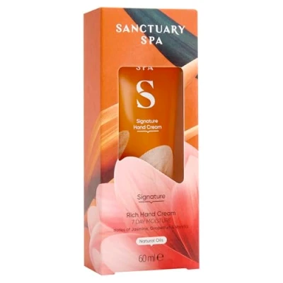 Image of Sanctuary Spa Signature Rich Hand Cream, Moisturiser, Body Vegan and Cruelty Free 60ml