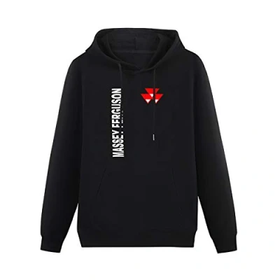 Image of AuduE Massey Ferguson Tractor Agriculture Hoodies Long Sleeve Pullover Loose Hoody Men Sweatershirt Size L Black