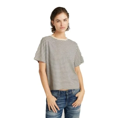 Image of G Star Women&#039;s stripe Boxy Top, Multicolor (antique white/petrol D24870 C339 G613), M