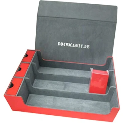 Image of docsmagic.de Premium 3 Row Trading Card Storage Box Red + Trays &amp; Divider MTG PKM YGO