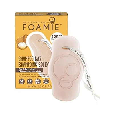 Image of FOAMIE Shampoo Bar, Argan Oil for Dry &amp; Frizzy Hair, Plastic Free, pH Balanced, Soap No Sulphates or Parabens. Made in the UK.