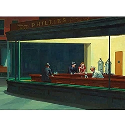 Image of Edward Hopper Nighthawks Iconic Painting Art Print Canvas Premium Wall Decor Poster Mural