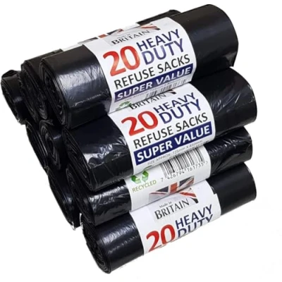 Image of Efforias 200 Heavy Duty Refuse Sack Black 72x85 cm 75 L Kitchen Bin Liners Liner Bags Strong Waste Dustbin