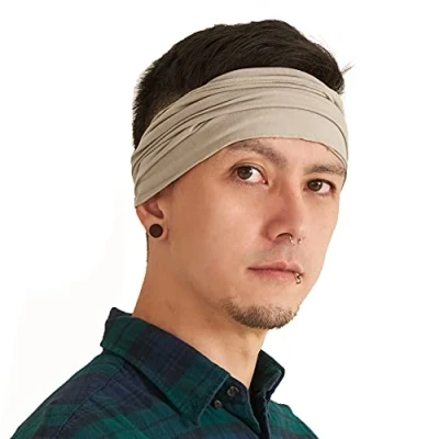 Image of CHARM Beige Bandana Headbands for Men and Women Head Bands Runners Fitness Sports M