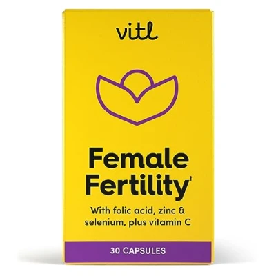 Image of Vitl Female Fertility Supplement 30 Vegan Capsules includes Folic Acid, Vitamin B12 &amp; Zinc Formulated with 17 Essential Nutrients Vitamins Conception Support for Women 1 Month Supply