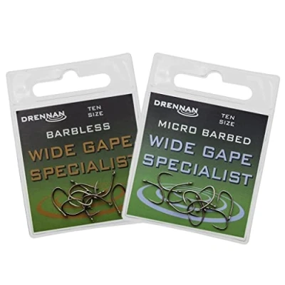 Image of Drennan Wide Gape Specialist Micro Barbed Hooks Size 14 Qty 10
