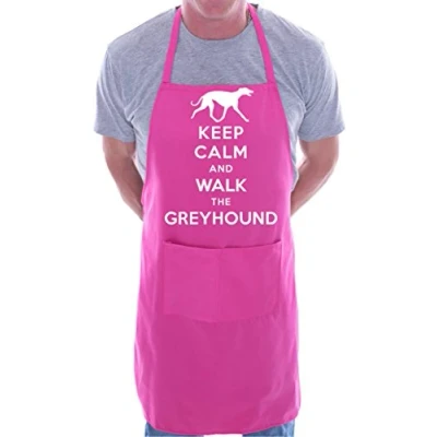 Image of Dog Lover Keep Calm Greyhound BBQ Cooking Funny Novelty Apron Pink