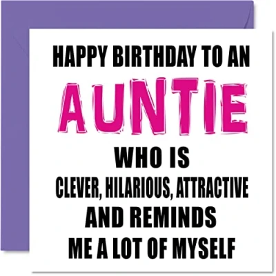 Image of Funny Birthday Cards for Auntie Smart, Funny, Good Looking Aunt Joke Happy Card from Nephew Niece, Aunty Gifts, 145mm x Greeting Gift