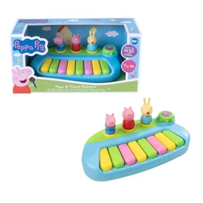 Image of Peppa Pig Keyboard Musical Toy Instrument For Kids&#039; Piano With Peppa, Georgia &amp; Rebecca Rabbit Kids Music Education Childrens Beginners Ages 2+