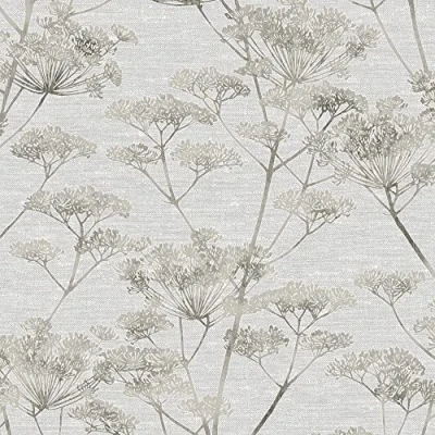 Image of Boutique Grey Serene Seedhead Floral Wallpaper