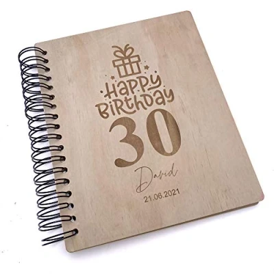 Image of Personalised Large Engraved Wooden Birthday Photo Album Gift 18th, 21st, 30th, 40th, 50th, 60th, 70th, 80th