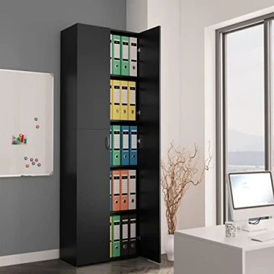 Image of NITCA Office Cabinet,Tall Lockable, Storage,Filing Cabinet Free Standing 2 Doors, Bookcase Cabinet, for Home &amp; Office,60x32x190 cm Engineered Wood, black