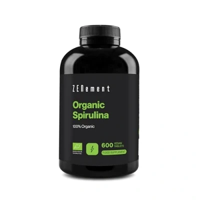 Image of 600 Tablets Organic Spirulina 100% Pure Algae of High Purity 3000 mg per Dose Satiating and Detox Rich in Plant Based Protein Free from Additives Allergens