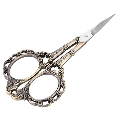 Image of Hilitand 1 Pcs Embroidery Scissors, Sewing Vintage European Style Plum Blossom Flower Stainless Steel Tailor Scissors (Bronze)