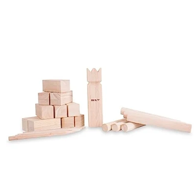Image of Bex Original Kubb Garden Games 22 Pieces with Carry Bag Throwing for Families, Kids &amp; Adults Outdoor, Summer Parties or Beach Traditional Regulation Size Viking Chess Rubber Wood
