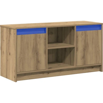 Image of vidaXL TV Cabinet with LED Lights in Artisan Oak, 100x34x50 cm, Made from Engineered Wood.