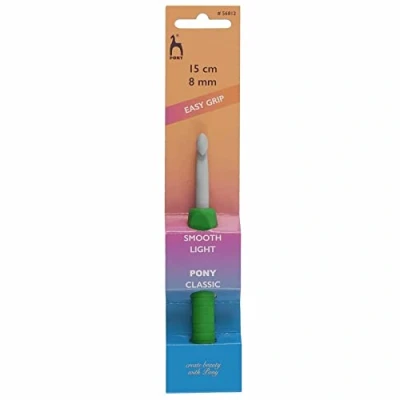 Image of Crochet Hook: Easy Grip Handle with Finger Flat: Aluminium: 15cm x 8mm