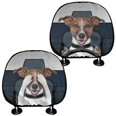 Image of SEANATIVE Jack Russell Terrier 3D Printing Funny Headrest Cushion Pad for Car Interior Protector,Universal Auto Seat Accessories Head Rest Covers
