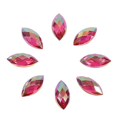 Image of 500pcs Crystal Rhinestone Horse Eye Shape AB Gems Acrylic 7 * 15mm for Wedding DIY Party Decor (Pink)