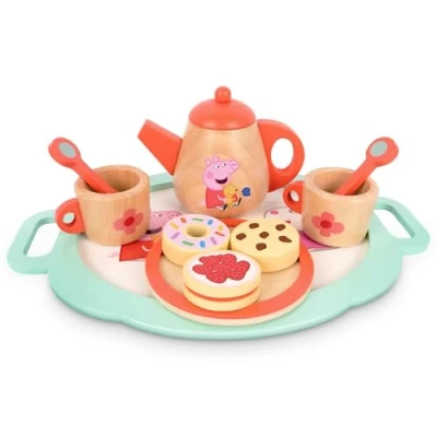 Image of Peppa Pig Wooden Tea Set for Toddlers Age 3+, 383C Kids Pretend Play, Party Children, Durable Kitchen Toys, Fun and