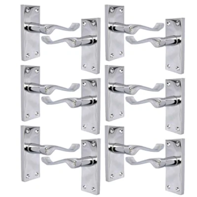 Image of Haven Heritage Chrome Door Handle Set for Modern Doors Internal House Design, Sets Victorian Scroll Handles (6 Sets)