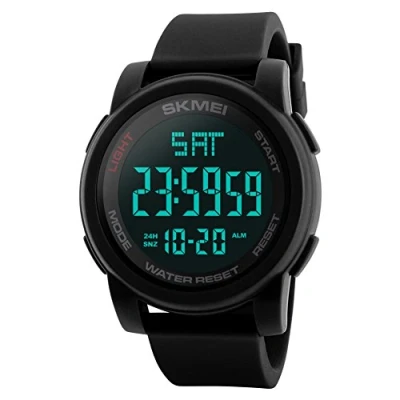 Image of SKMEI Simple Digital Men’s Military Watches Waterproof Electronic LED Double Time Black Wristwatch Sport, Black,