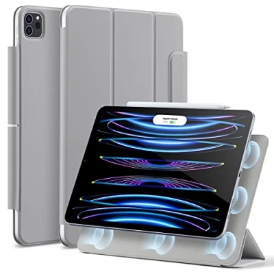 Image of ESR Rebound Magnetic Case Compatible with iPad Pro 11 Inch (2022/2021/2020, 4th/3rd/2nd Generation), Convenient Attachment, Two Way Stand, Full Pencil 2 Support, Auto Sleep/Wake, Grey