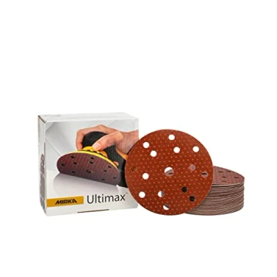 Image of Mirka Ultimax Ligno Ø 150mm sanding discs Hook &amp; Loop Multifit/grit 240/100 pieces/multi perforation/for wooden surfaces