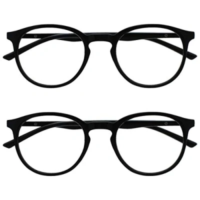 Image of OPULIZE Met Reading Glasses 2 Pack Slim Round Frame Scratch Resistant Spring Hinges Black Mens Womens RR60 1 +3.00