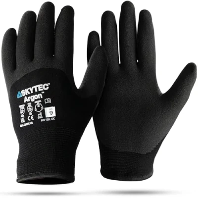 Image of Skytec Black Thermal Safety Gloves Lightweight Nylon Work with Cold and Water Resistance for Enhanced Protection in Gardening, Construction, Heavy Duty Tasks Medium (Pack of 1)