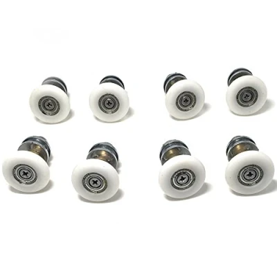 Image of New Set of 8 Single Shower Door Rollers/Runners/Wheels/Pulleys/Guides 25mm Diameter Home Bathroom DIY