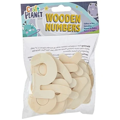 Image of Craft Planet 20 Piece Natural Wooden Number, Beige