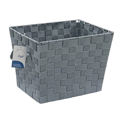 Image of JVL Vichy Rectangular Nylon Storage Basket With Handles