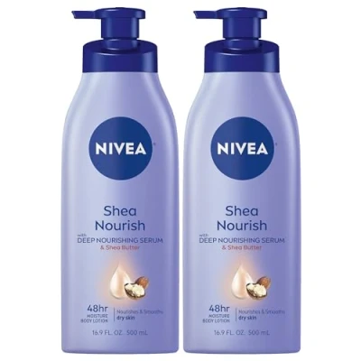 Image of NIVEA Smooth Daily Moisture Body Lotion, Shea Butter 16.9 oz (Pack of 2)