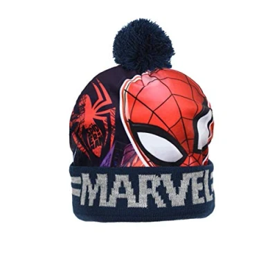 Image of Marvel Boys Spiderman Avengers Beanie Hats or Hat Scarf and Glove Sets (54 cms (Ages 4 8), Blue Hat)
