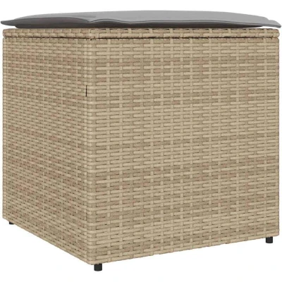 Image of vidaXL Outdoor Storage Box Beige Synthetic Rattan Medium