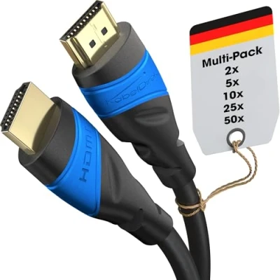 Image of KabelDirekt 8K / 4K HDMI Cable 2.1 2x 3m &amp; More Cables (0.15m22.5m) German Engineered Lead Supports 10K/8K@60Hz/4K@120Hz for HDTV, PC, PS5, Xbox, Switch