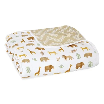 Image of aden + anais essentials Dream Baby Blanket Pack of 1 Large Breathable 100% Cotton Muslin Bedding Cot Blankets For Newborn Boys &amp; Girls Shower or Gifts tanzania Print