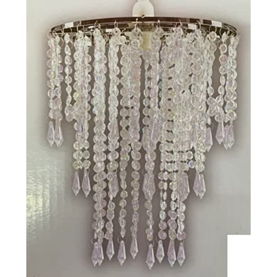 Image of Chandelier Style Ceiling Light Shade Droplet Pendant Acrylic Crystal Bead Luxury (Beaded 3 Tier Clear)