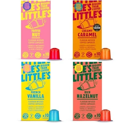 Image of Little&#039;s Flavoured Coffee Pods Bundle Compatible with Nespresso Original Machines, 10 x 4 pack (40 Capsules) Flavours: Toffee, Caramel, Vanilla, Hazelnut Capsules