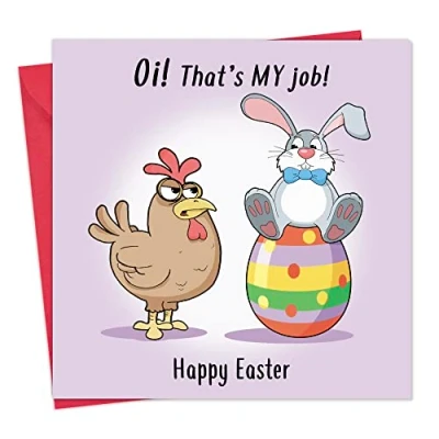 Image of Twizler Funny Easter Card with Cross Hen For Him Her Husband Wife Son