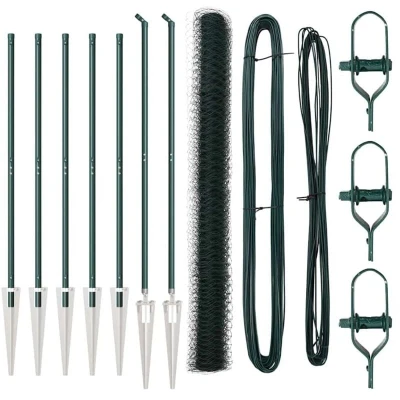 Image of vidaXL Hexagon Fence Green 1.5x10 m Steel